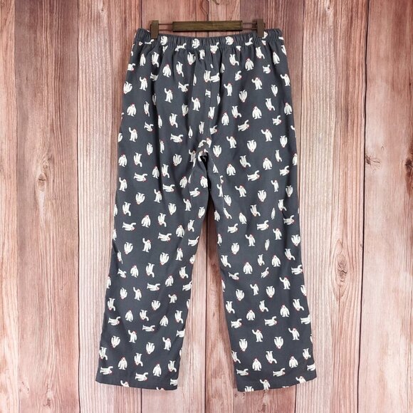 NWT Eddie Bauer Mens Size XL Mr Flannel Sleep Pants Yeti Christmas Hat Holiday - Picture 2 of 16